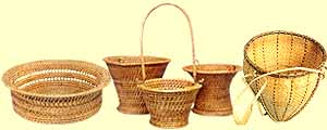 handwoven cane baskets, fruit baskets exporters, fruit baskets from india, grass painted baskets